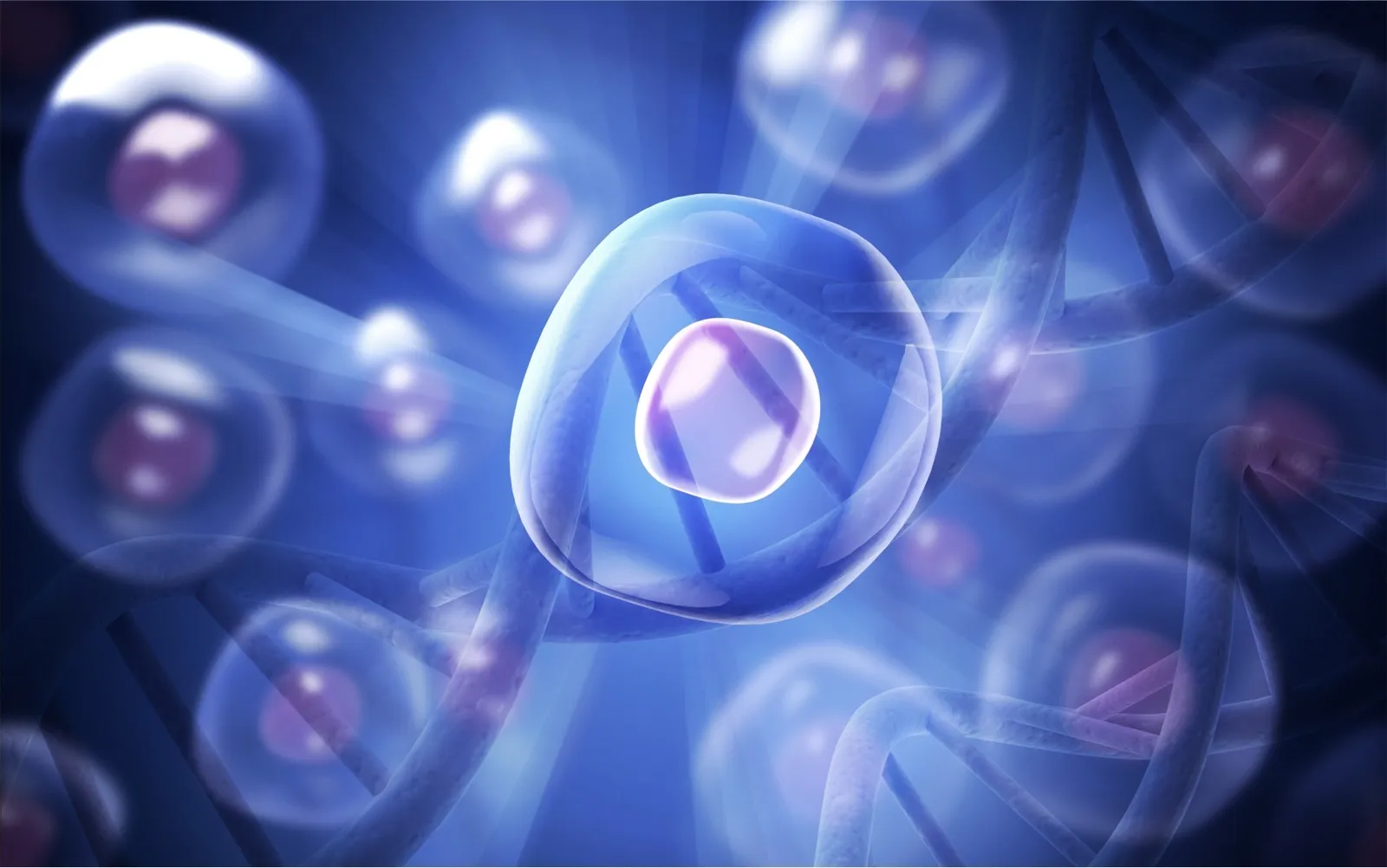 Glowing cells and DNA strands illustrating how DNA methylation patterns reveal biological age
