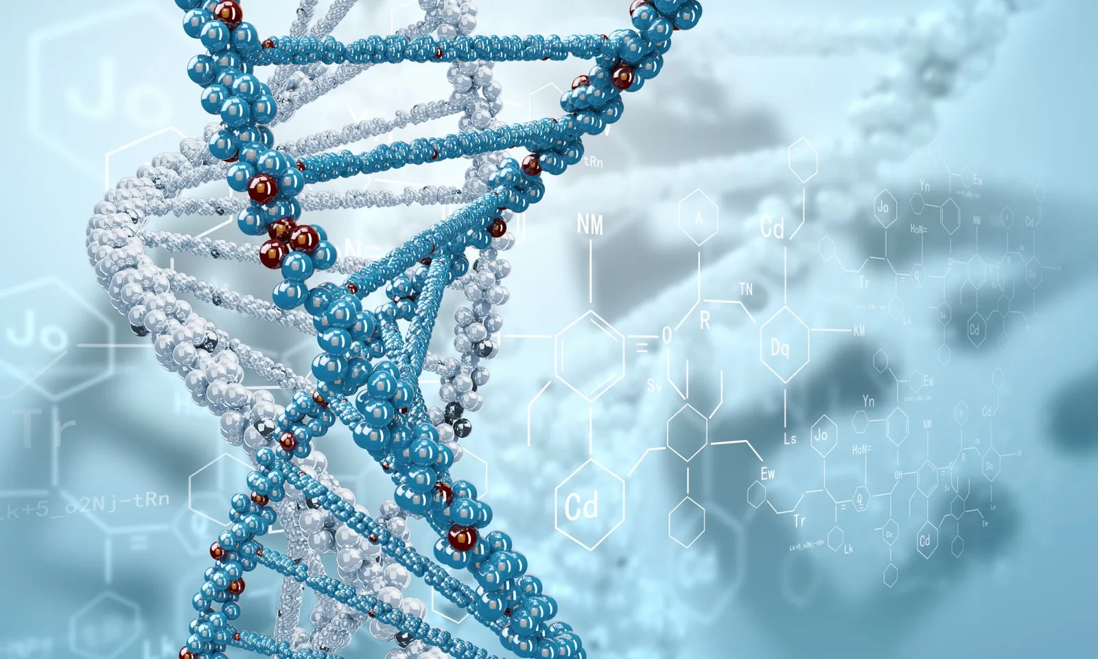 DNA helix representing CJC-1295 ipamorelin peptide synergy at Rewind Anti-Aging Miami