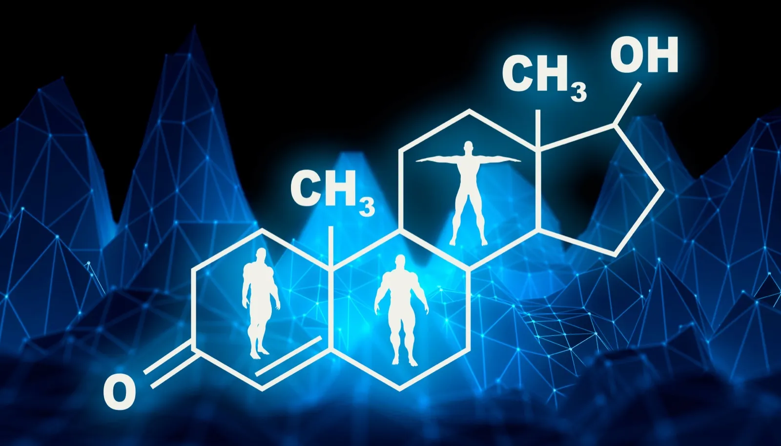 Testosterone molecule structure representing enclomiphene therapy for natural testosterone optimization